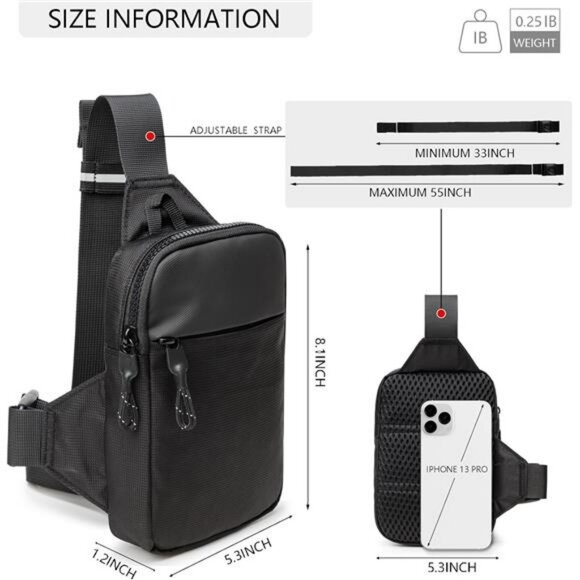 Waterproof Mini Sling Bag Crossbody Chest Backpack for Travel Hiking Running - Picture 3 of 7